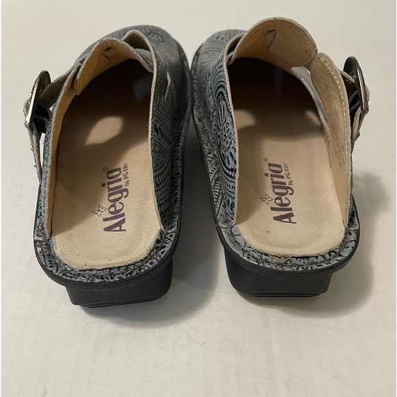 Alegria ALG 345 women’s gray leather embossed clogs - Picture 4 of 7